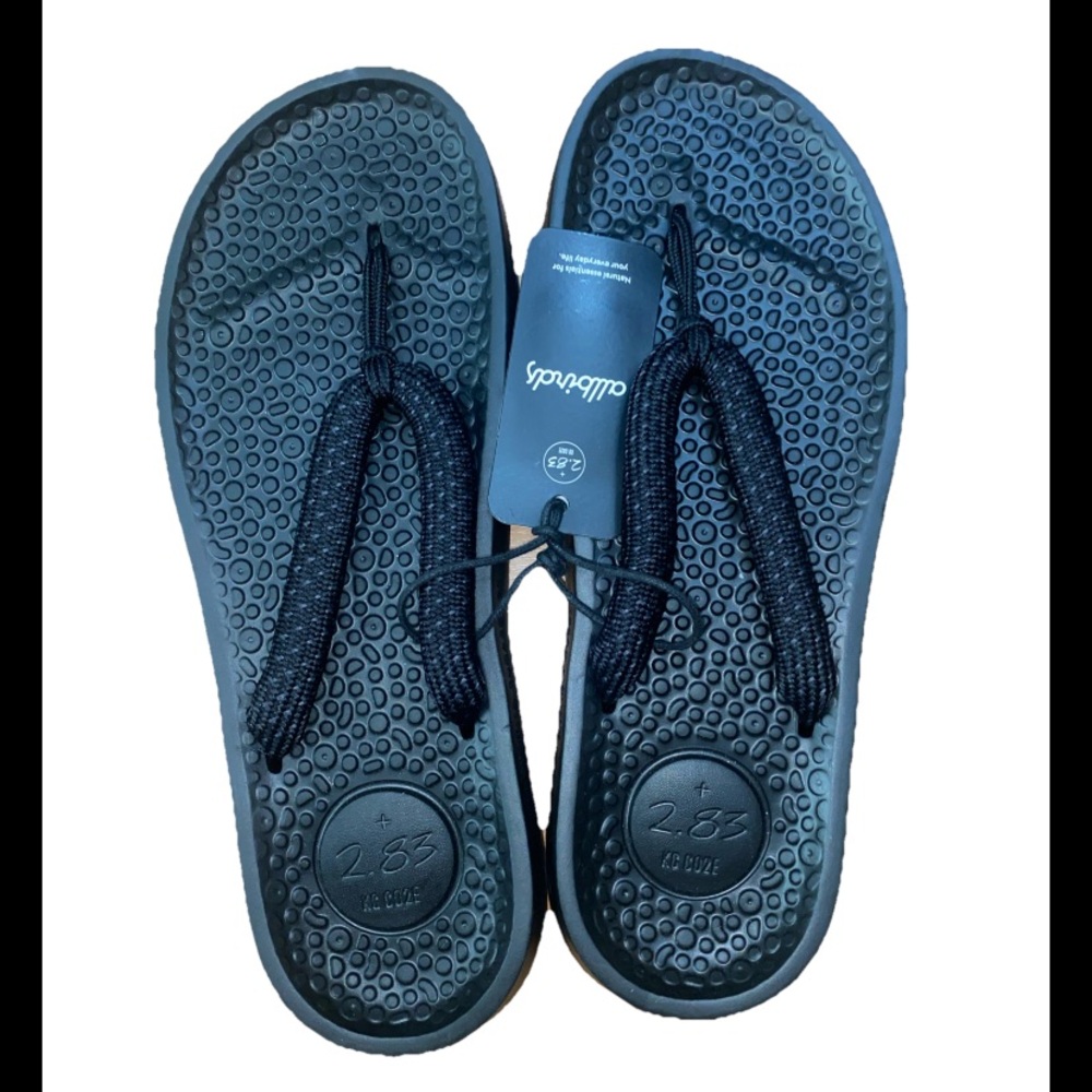 New! Women’s Allbirds Sugar Zaffer Natural Black Flip Flops. NWT. Women’s (12).